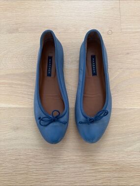 Margaux Denim Blue Ballet Flats with Bow